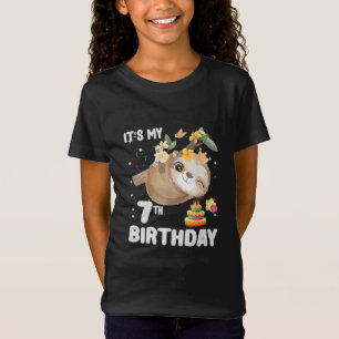 T-Shirt 7e anniversaire Sloth Girl Party mignonne Sloth Lo