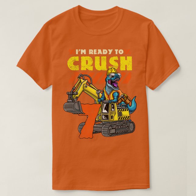 T-shirt 7e anniversaire T Rex Excavateur 1 (Design devant)