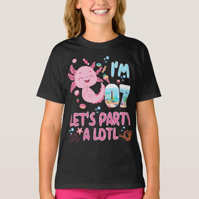 T-shirt 7e Je suis 7 Anniversaire fille Axolotl Lover cade (Devant)