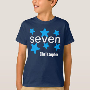 T-shirt 7ème Étoiles bleues V002 de l'anniversaire du