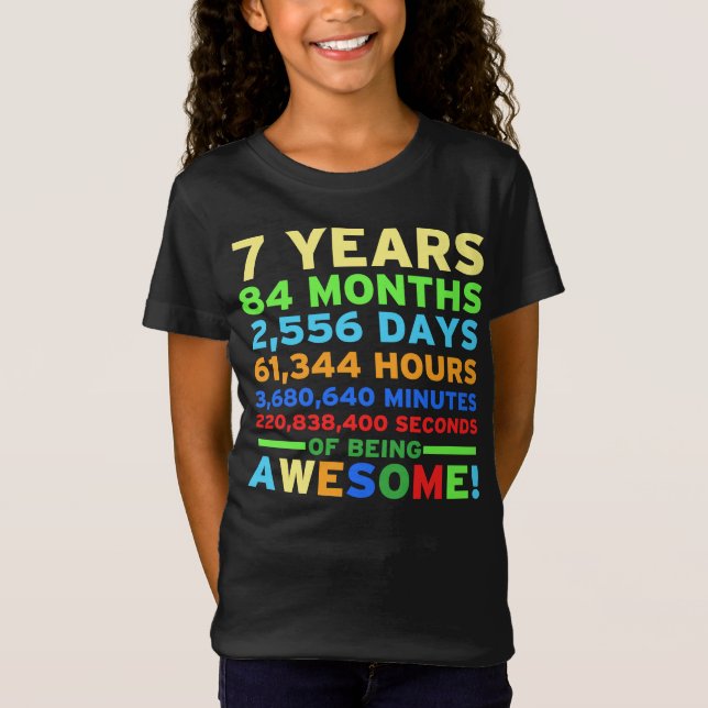 T-Shirt 7ème Fille de garçon de chemise d'anniversaire (Devant)