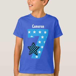 T-shirt 7ème Nom fait sur commande V07D d'étoile vérifi