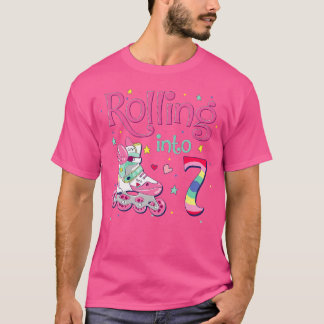 T-shirt 7Th Bday Rolling Into 7 Birthday Girl Roller Skate