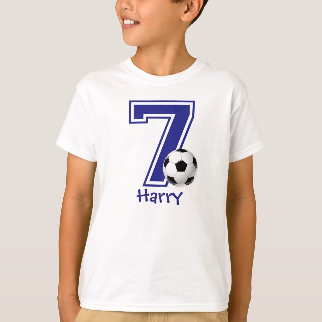 T-shirt 7th Birthday boy soccer personalized (Devant)