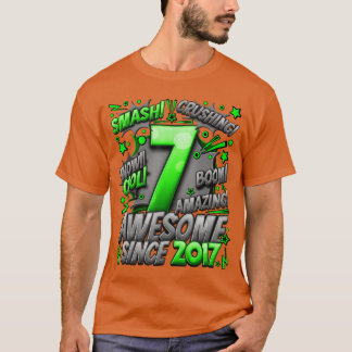 T-shirt 7th Birthday Comic Style Awesome since 2017 7 Year