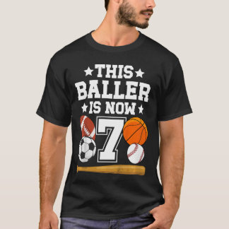 T-shirt 7th Birthday Sports Birthday Party Seven Year Old