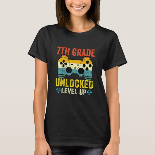 T-shirt 7th Grade Unlocked Level Up Video Game Back To Sch (Devant)