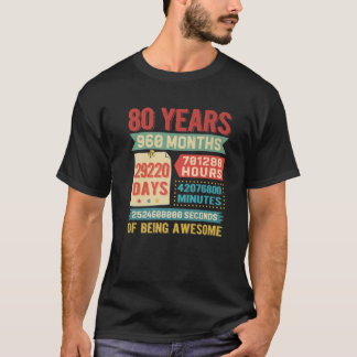 T-shirt 80 Ans 80E Anniversaire Décorations Bda