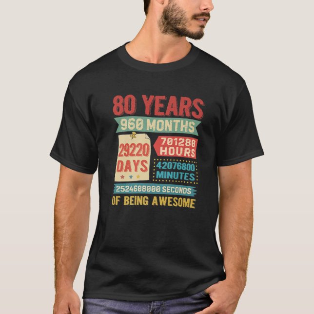 T-shirt 80 Ans 80E Anniversaire Décorations Bda (Devant)
