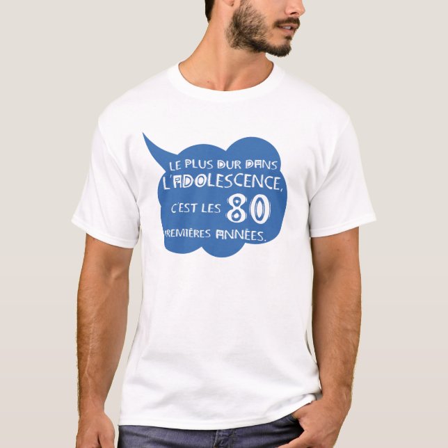T-shirt 80 ans anniversaire adolescence premiere annee bul (Devant)