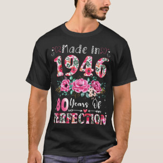 T-shirt 80 Ans Fait En 1946 Floral 80e Anniversaire