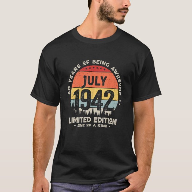 T-shirt 80 Ans Juillet 1942 80e Anniversaire 3 (Devant)