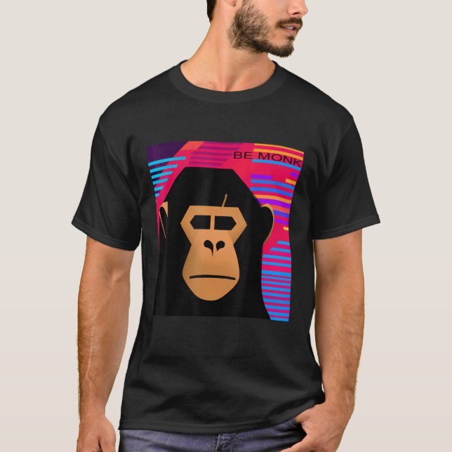 T-shirt 80 s Synthwave Be Monk (Devant)