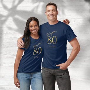 T-shirt 80e Anniversaire Gold Script Blue