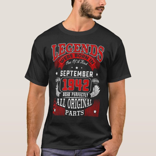 T-shirt 80e Anniversaire Légendes Né En Septembre 1942 80  (Devant)