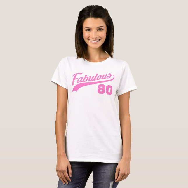 T-shirt 80e anniversaire rose (Devant entier)