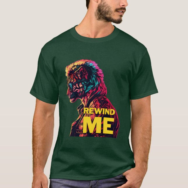 T Shirt 80er Retro-Tigersonne Rewind mir Familie (Vorderseite)