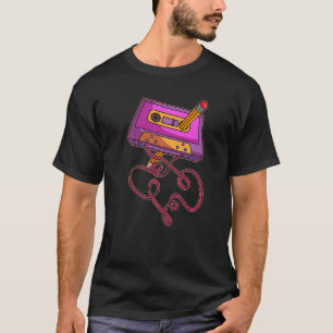 T-shirt 80s Cassette Tape Pencil 1980s Retro Vintage Throw