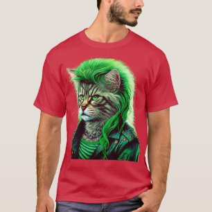 T-shirt 80s Chat en métal lourd avec Mullet