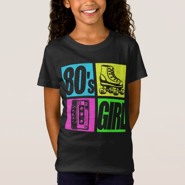 T-Shirt 80s Girl 1980s Mode 80 Theme Party 80s (Devant)