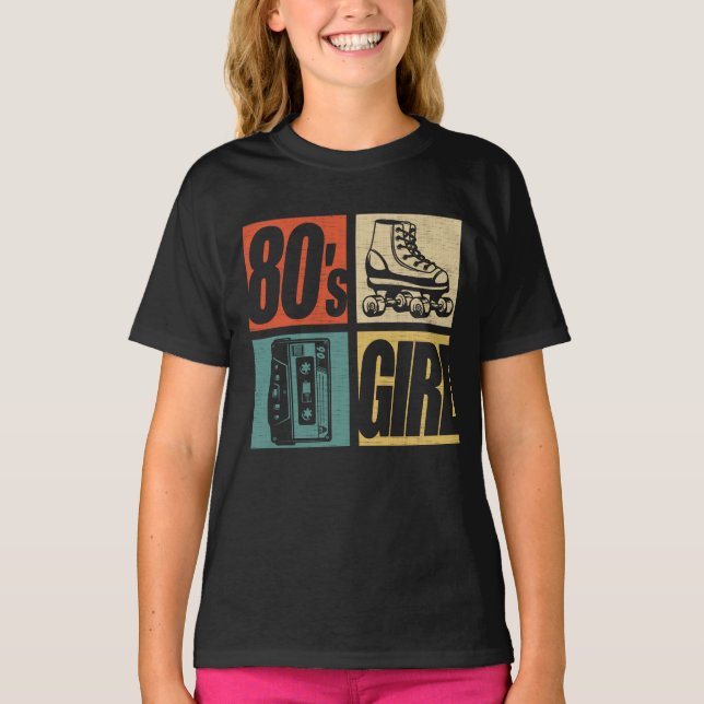 T-shirt 80s Girl 1980s Mode 80 Theme Party 80s (Devant)