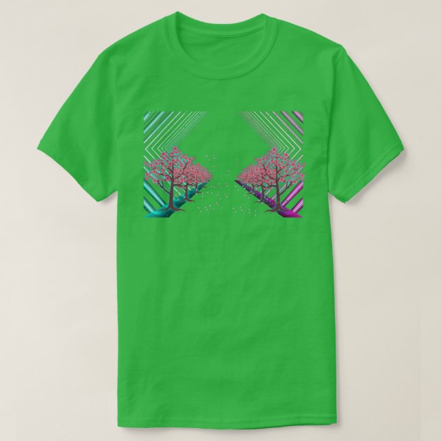 T-shirt 80s Japanese Flower Sakura Tree Vaporwave Cherry B (Design devant)