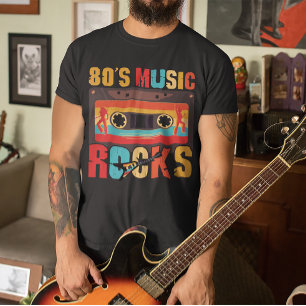 T-shirt 80s Music Rocks - Vintage Retro Distressed