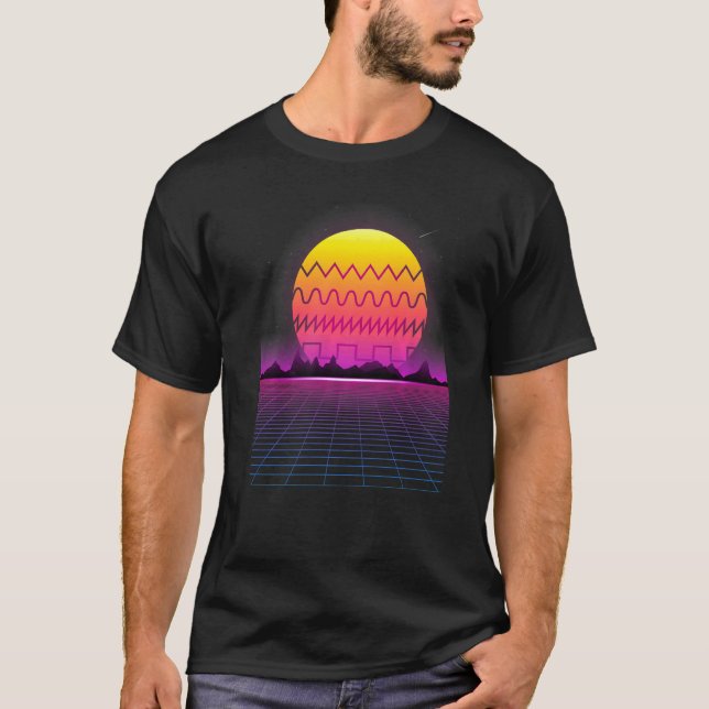 T-shirt 80s Retro Sunset Synthwave Synthwave (Devant)
