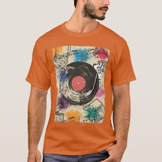 T-shirt 80s Vinylurntable Music Player Retro DJ Musicia gi