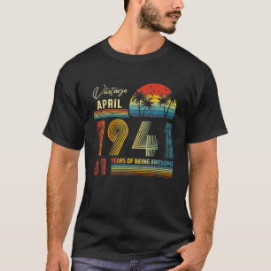 T-shirt 81E Anniversaire Vintage Avril 1941 Cadeau Âgé De