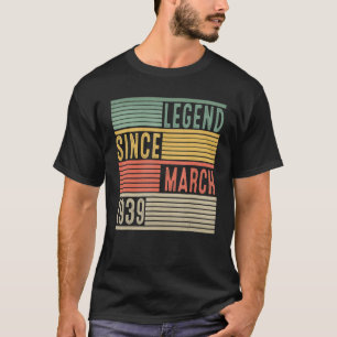 T-shirt 83e anniversaire Légende Vintage depuis mars 1939