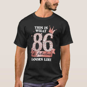 T-shirt 86 & Fabulous I Black Peach Party Group Candid Pho