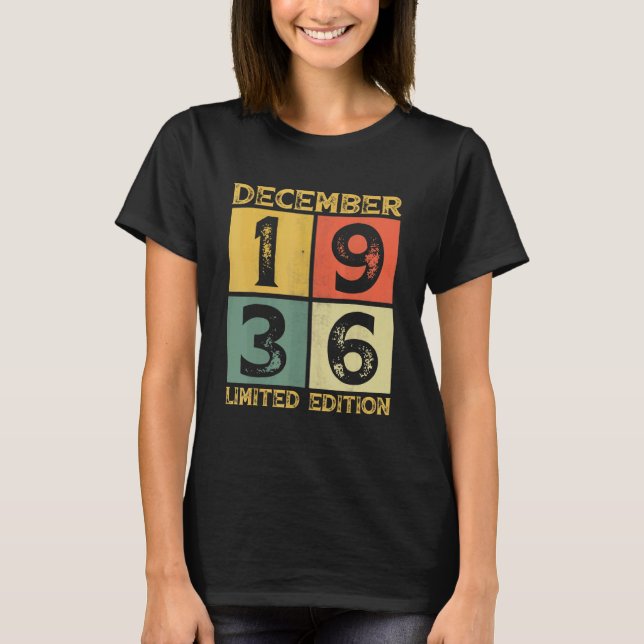 T-shirt 86e anniversaire Décorations Décembre 1936 86 ans  (Devant)