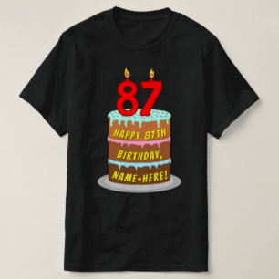 T-shirt 87e anniversaire — Fun Cake & Candles, avec nom pe