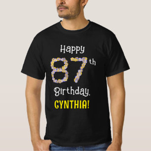 T-shirt 87ème anniversaire : Fleurs florales Numéro "87" +