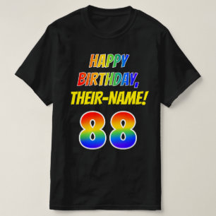 T-shirt 88e anniversaire — Bold, Fun, Rainbow 88, Nom pers