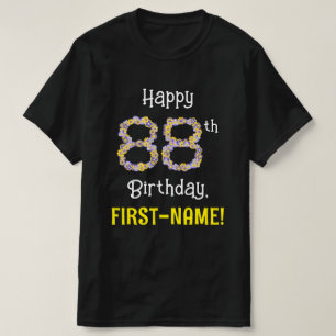 T-shirt 88e anniversaire : Fleurs florales Numéro "88" + N