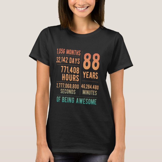 T-shirt 88e anniversaire Hommes Femmes Drôle 88 ans (Devant)