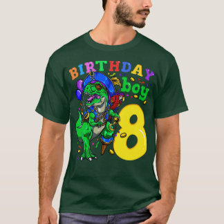 T-shirt 8 Anniversaire Dinosaur Pirate