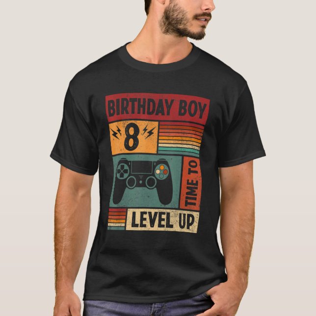 T-shirt 8 Anniversaire Garçon Temps Jusqu'À Niveau Jusqu'À (Devant)