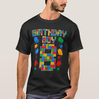 T-shirt 8 Anniversaire Maître Constructeur Bâtiment 8 Ans 