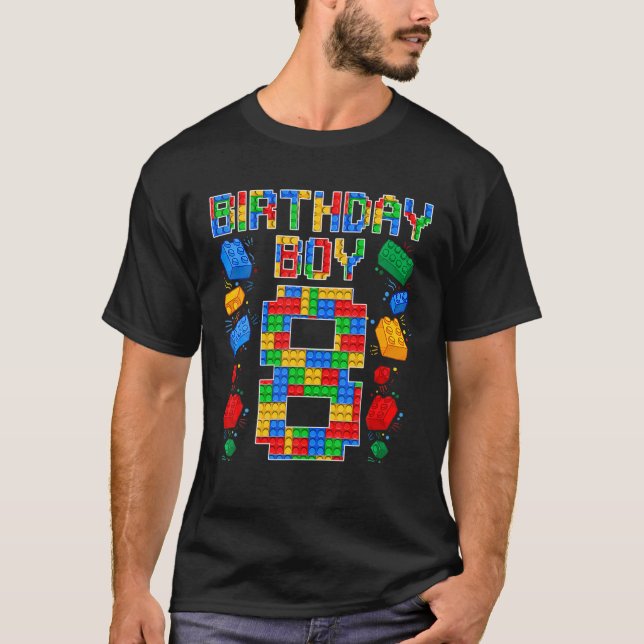T-shirt 8 Anniversaire Maître Constructeur Bâtiment 8 Ans  (Devant)