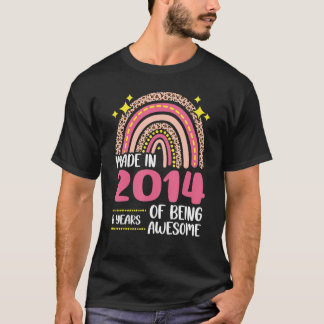 T-shirt 8 Ans 8E Anniversaire Né En 2014 Femmes Filles