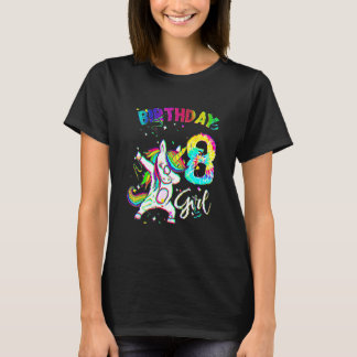 T-shirt 8 Ans 8E Anniversaire Tie Dye Unicorn Dabbing P
