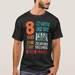T-shirt 8 Ans 96 Mois D'Être Impressionnant 8e Anniversair