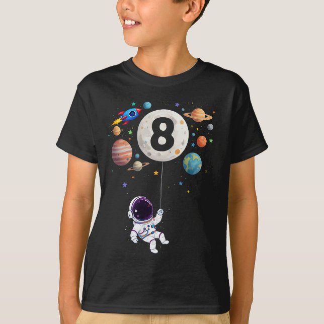 T-shirt 8 ans Anniversaire Planètes Astronaut 8e Anniversa (Devant)