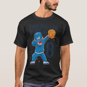 T-shirt 8 Ans Baseball Anniversaire 8e Joueur Baller