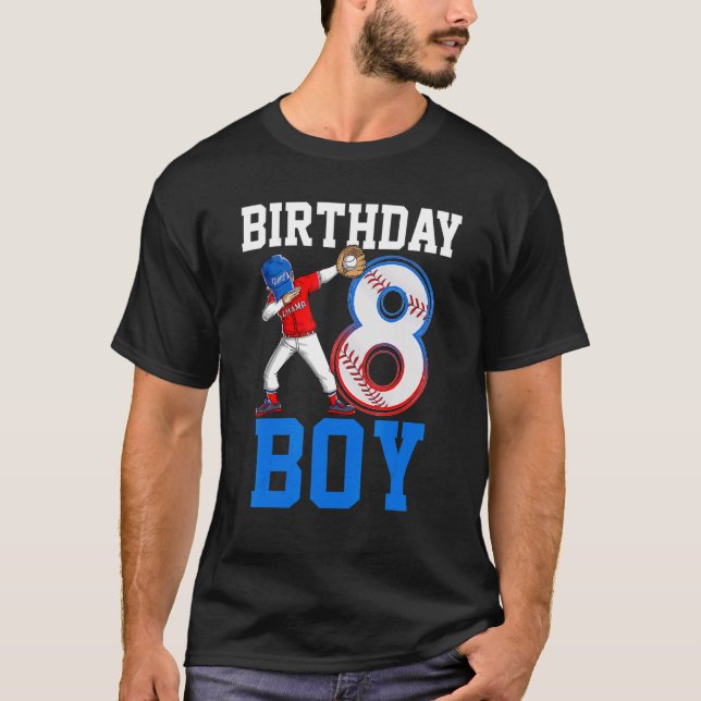 T-shirt 8 Ans Baseball Thématique 8e Anniversaire Fête Spo (Devant)
