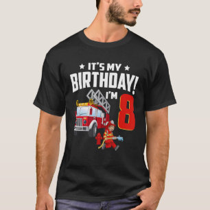 T-shirt 8 Ans C'est mon 8e anniversaire Garçon Feu Camion 