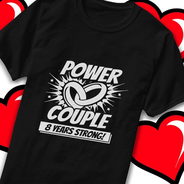T-shirt 8 ans Comic Super Power Couple 8e anniversaire (Créateur téléchargé)